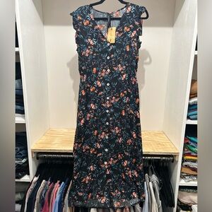 NWT Knot Sisters Black Floral Gardenia Dress Size Large